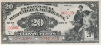 Mexico 20 Pesos, 1918 P-14 obverse