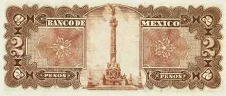 Mexico 2 Pesos, 1930 P-59 reverse