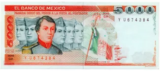 Mexico 5.000 Pesos, 1985 image