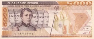 Mexico 5.000 Pesos, 1989 image