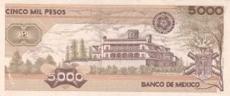 Mexico 5.000 Pesos, 1985-1989 reverse
