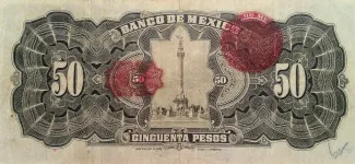 Mexico 50 Pesos, 1925-1934 reverse