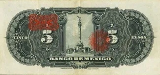 Mexico 5 Pesos, 1925-1934 (1925-1936) reverse
