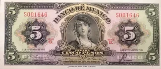 Mexico 5 Pesos, 1954 image
