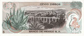 Mexico 5 Pesos, 1969-1972 reverse