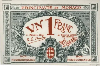 Monaco 1 Francs, 1920 P-136 obverse