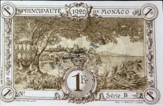 Monaco 1 Francs, 1920 P-136 reverse