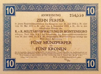 Montenegro 10 Perpera, 1917