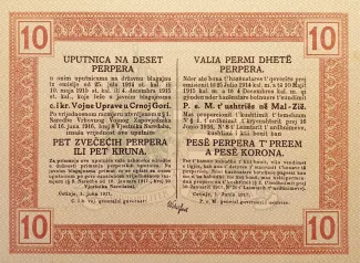 Montenegro 10 Perpera, 1917 reverse