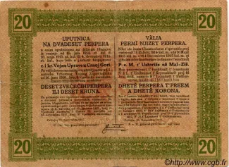 Montenegro 20 Perpera, 1917 reverse