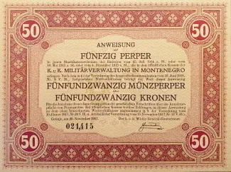 Montenegro 50 Perpera, 1917
