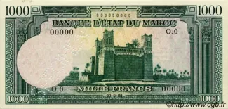 Morocco 1,000 Francs, 1951 P-46 obverse