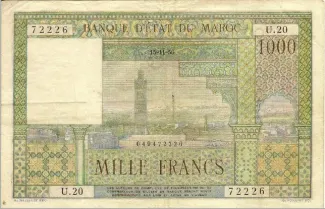 Morocco 1.000 Francs, 1958 image