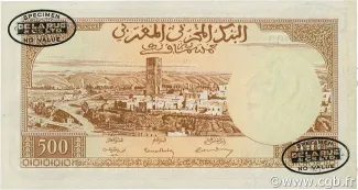 Morocco 500 Francs, 1951 P-45 reverse
