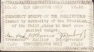 Mountain Province 10 Centavos, 1943 obverse