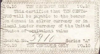 Mountain Province 10 Centavos, 1943 reverse