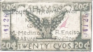 Mountain Province 20 Centavos, 1942 obverse