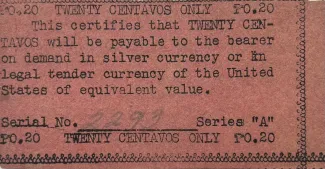 Mountain Province 20 Centavos, 1943 reverse