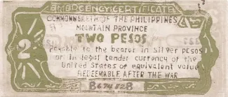Mountain Province 2 Pesos, 1942 reverse