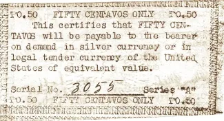Mountain Province 50 Centavos, 1943 reverse
