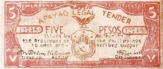 Mountain Province 5 Pesos, 1942 obverse