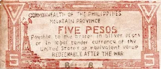 Mountain Province 5 Pesos, 1942 reverse