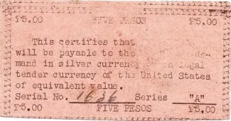 Mountain Province 5 Pesos, 1943 reverse