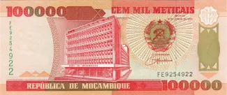 Mozambique 100.000 Meticais, 1993 obverse