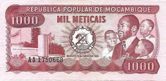 Mozambique 1.000 Meticais, 1980 obverse
