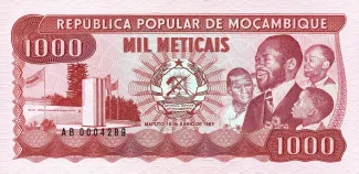 Mozambique 1.000 Meticais, 1983-1989 obverse
