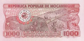 Mozambique 1.000 Meticais, 1983-1989 reverse