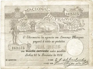 Mozambique 1.000 Réis, 1906 obverse