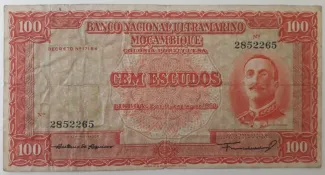 Mozambique 100 Escudos, 1950 P-103 obverse