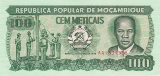 Mozambique 100 Meticais, 1983-1989 obverse