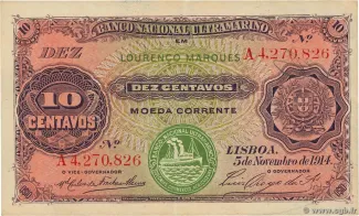 Mozambique 10 Centavos, 1914 obverse