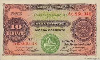 Mozambique 10 Centavos, 1914 obverse