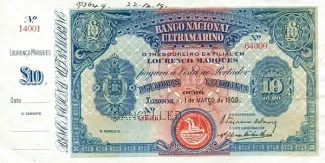 Mozambique 10 Pounds, 1909 obverse