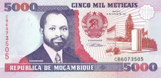 Mozambique 5.000 Meticais, 1991 obverse