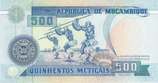 Mozambique 500 Meticais, 1991 reverse