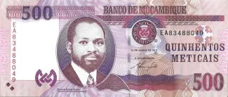 Mozambique 500 Meticais, 2011-2017 obverse