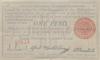 Negros 1 Pesos, 1944 obverse