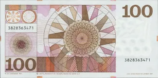 Netherlands 100 Gulden, 1970 reverse