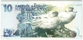 New Zealand 10 Dollars, 1992-1998 reverse