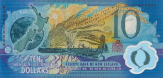 New Zealand 10 Dollars, 2000 P-190 obverse