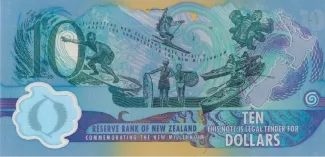 New Zealand 10 Dollars, 2000 P-190 reverse