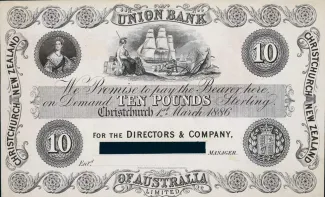 New Zealand 10 Pounds - Victoria, 1886 image