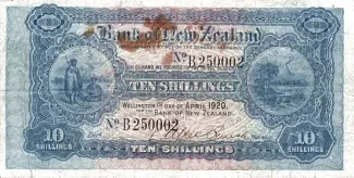 New Zealand 10 Shillings, 1920 image