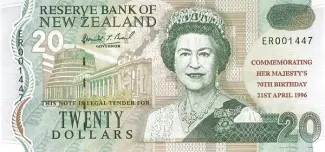 New Zealand 20 Dollars - Elizabeth II, 1996 P-184 obverse