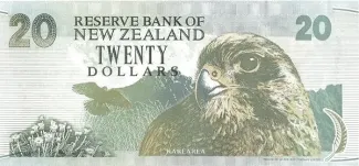 New Zealand 20 Dollars - Elizabeth II, 1996 P-184 reverse