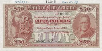 New Zealand 50 Pounds, 1929 image